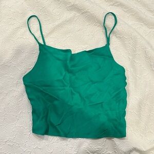 ZARA silk satin green cowl neck tank top